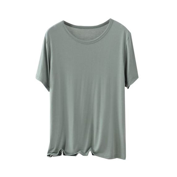 BLVB Womens Modal Sleep Shirts Comfy Loose Pajama Tops Round Neck Solid Color Short Sleeve Lounge Tee Shirts