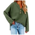 thumbnail image 1 of BLVB Womens Oversized Knitted Sweater Crewneck Button Long Sleeve Sweatshirt Casual Loose Fall Pullover Tops, 1 of 9