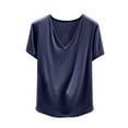 thumbnail image 1 of BLVB Womens Pajama Shirts V Neck Short Sleeve Summer Tops Casual Comfy Solid Color Tees Sleepwear Loungewear, 1 of 6