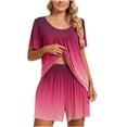 thumbnail image 1 of BLVB Womens Pajama Shorts Set Gradient Print Short Sleeve Top and Shorts Lounge PJ Sets Two Piece Sleepwear with Pockets, 1 of 7