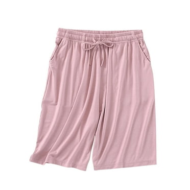 BLVB Womens Pajama Shorts Soft Comfortable Elastic Drawstring Modal Pajama Bottoms Knee Length Lounge Shorts with Pockets