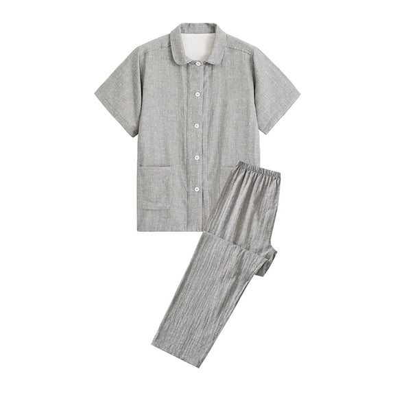 BLVB Womens Pajamas 2 Piece Lounge Outfits Casual Lapel Short Sleeve Button down Shirts and Pants Sets Sleepwear Pjs