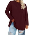 thumbnail image 1 of BLVB Womens Plus Size Long Sleeve Shirts Crewneck Casual Tunic Tops Basic T Shirts Loose Fit Tee Tops, 1 of 5