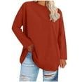 thumbnail image 1 of BLVB Womens Plus Size Long Sleeve Shirts Crewneck Casual Tunic Tops Basic T Shirts Loose Fit Tee Tops, 1 of 5