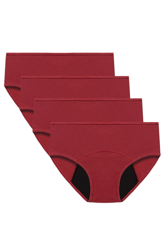 Womens Plus Size Period Panties Menstrual Leak Proof Underwear Comfy Full Coverage Briefs 4 Pack