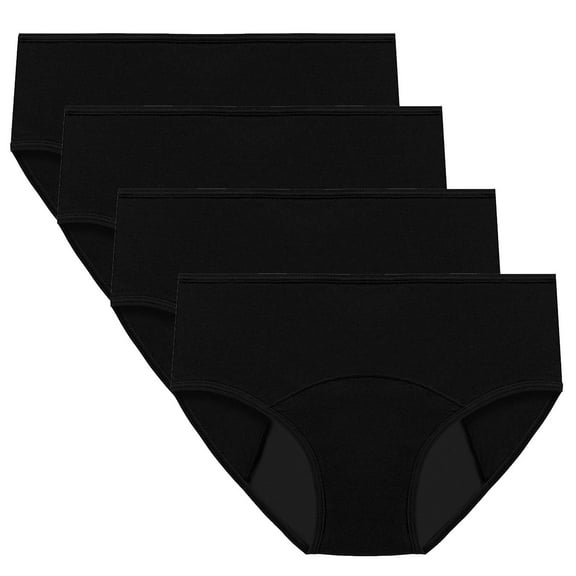 BLVB Womens Plus Size Period Panties Menstrual Leak Proof Underwear Comfy Full Coverage Briefs 4 Pack