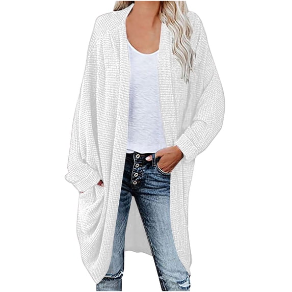 BLVB Womens Plus Size Sweaters Cardigan Casual Long Sleeve Open Front Knit Fall Winter Coats Outwear with Pockets