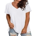 thumbnail image 1 of BLVB Womens Plus Size V Neck T Shirts Summer Fashion Short Sleeve Tops T-Shirts Tunic Casual Loose Fit Soft Basic Tees, 1 of 7