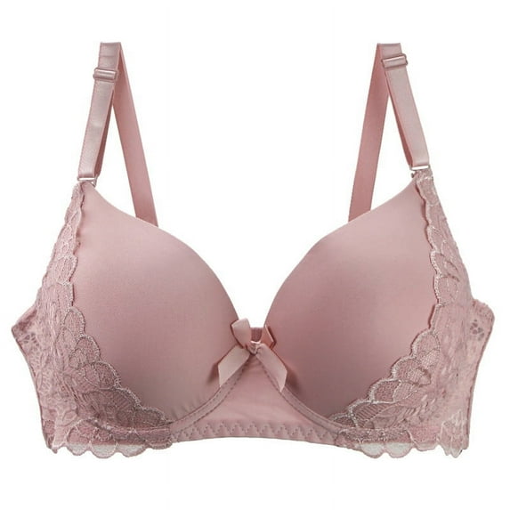 BLVB Womens Push up Bras Seamless Underwire Lift up Bralettes Plus Size Comfort Lace Cover Everyday Bra Pink