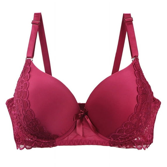 BLVB Womens Push up Bras Seamless Underwire Lift up Bralettes Plus Size Comfort Lace Cover Everyday Bra Red