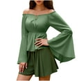 thumbnail image 1 of BLVB Womens Renaissance Blouse off Shoulder Tops Long Bell Sleeve Peplum Shirts Dressy Tops, 1 of 7