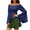 thumbnail image 1 of BLVB Womens Renaissance Blouse off Shoulder Tops Long Bell Sleeve Peplum Shirts Dressy Tops, 1 of 7