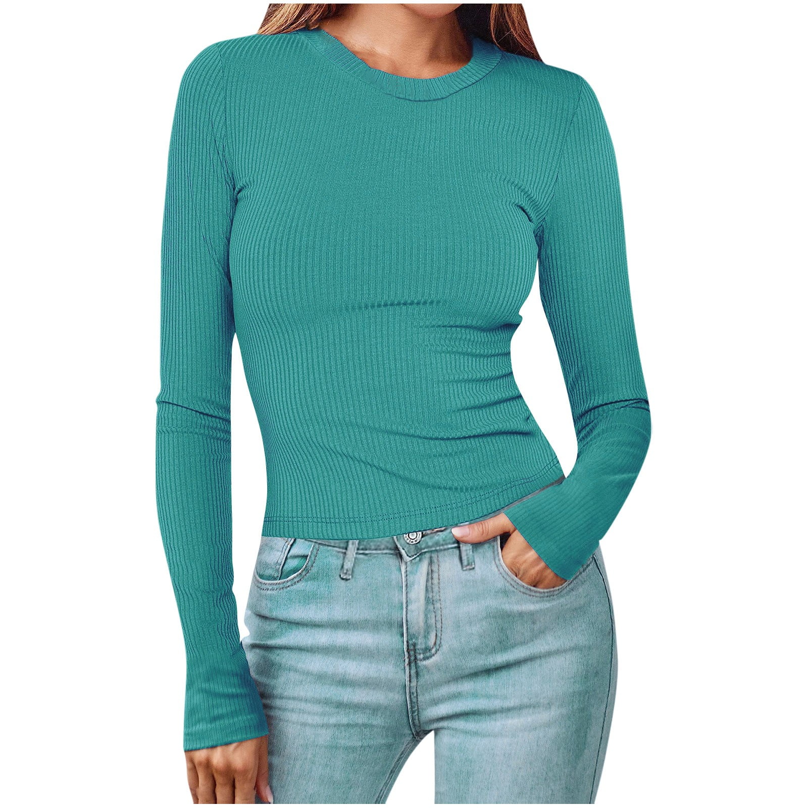 Long Sleeve Ribbed Top for Women