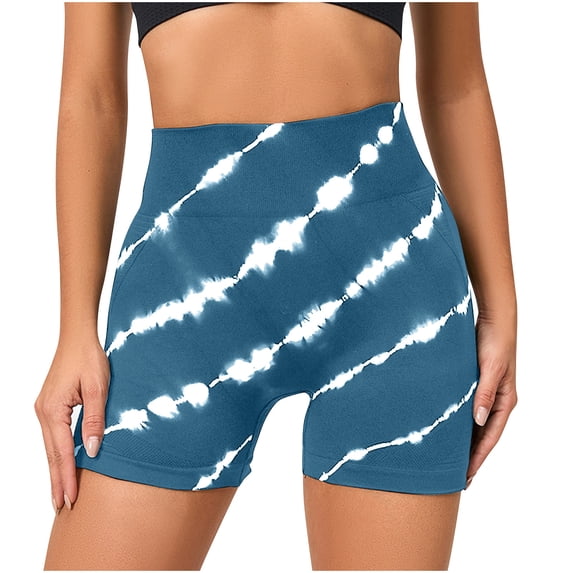 BLVB Womens Scrunch Yoga Shorts Tie-Dye High Waisted Sport Shorts Workout Seamless Athletic Booty Scrunch Gym Biker Shorts