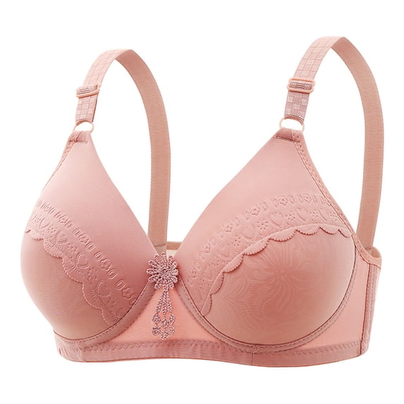 BLVB Womens Seamless Bra Wireless Soft Support T Shirts Bra Full Coverage Wirefree Comfort Everyday Bra Pink