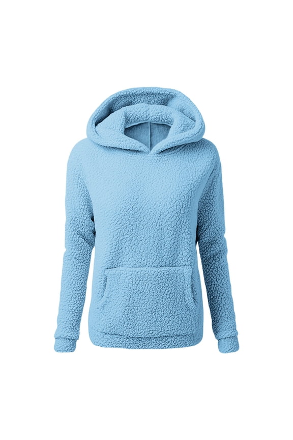 Womens Sherpa Pullover Hoodie with Pocket Fuzzy Fleece Long Sleeve Sweatshirt Fluffy Fall Winter Warm Clothes