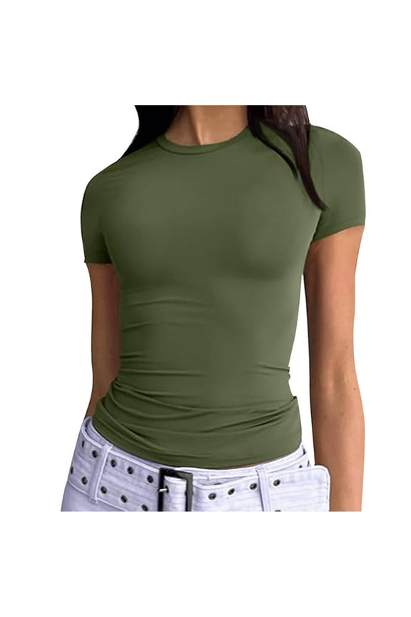 Womens Short Sleeve Boat Neck T-Shirts Going out Tops Compression Summer Basic Base Layer Tee Shirts Trendy Clothes 2025