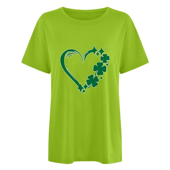 BLVB Womens Short Sleeve St. Patrick's Day Shirts Crewneck Green Tops Fashion Shamrock Clover Tees Tank Shirts