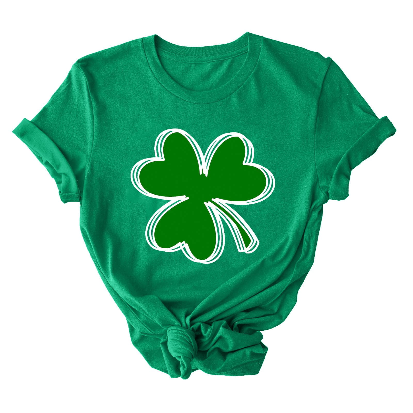 BLVB Womens Short Sleeve St. Patricks Day Tops Cute Shamrock Printed ...