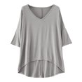 thumbnail image 1 of BLVB Womens Short Sleeve V Neck Pajama Tops Soft Sleep T-Shirt Loose Comfy Base Layer High Low Hem Loungewear, 1 of 6