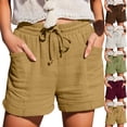 thumbnail image 1 of BLVB Womens Shorts Summer Drawstring Straight Leg Lounge Elastic Waist Casual Beach Resort Wear Shorts with Pockets, 1 of 6