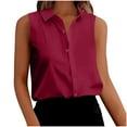 thumbnail image 1 of BLVB Womens Silk Satin Sleeveless Button down Shirts Blouses Casual Loose Collared V Neck Classic Tank Tops for Work Office, 1 of 6