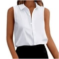 thumbnail image 1 of BLVB Womens Silk Satin Sleeveless Button down Shirts Blouses Casual Loose Collared V Neck Classic Tank Tops for Work Office, 1 of 6