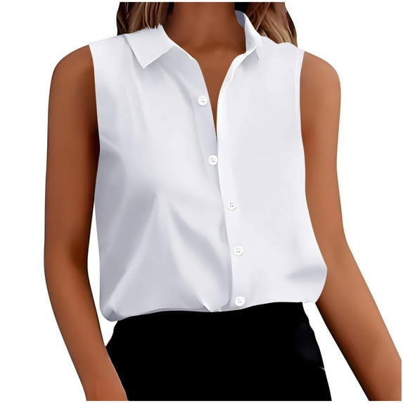 BLVB Womens Silk Satin Sleeveless Button down Shirts Blouses Casual Loose Collared V Neck Classic Tank Tops for Work Office