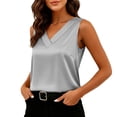 thumbnail image 1 of BLVB Womens Silk Satin Tank Tops V Neck Casual Cami Sleeveless Camisole Work Blouses Summer Dressy Basic Tank Shirt, 1 of 7