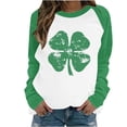 thumbnail image 1 of BLVB Womens St. Patrick's Day Shirts Long Sleeve Crewneck T Shirt Clover Shamrock Printed Tops Casual Festival Tunic Tee Tops, 1 of 4