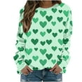 thumbnail image 1 of BLVB Womens St. Patricks Day Shamrock Sweatshirt Raglan Sleeve Clover Print Jumper Crew Neck Pullover Tops Gifts for Women, 1 of 5