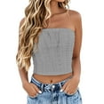 thumbnail image 1 of BLVB Womens Strapless Cropped Tube Tops Basic Sleeveless Eyelet Bandeau Going out Crop Tops Cute Summer Clothes, 1 of 5