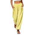 thumbnail image 1 of BLVB Womens Striped Pants Wide Leg Flowy Palazzo Pants Summer Beach Vacation Outfits Loose Trousers with Pockets, 1 of 6