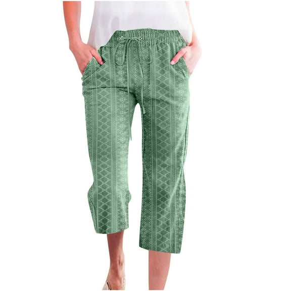 BLVB Womens Summer Capri Pants Casual Loose Yoga Lounge Capris Straight Leg Beach Pants with Pockets