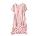 thumbnail image 1 of BLVB Womens Summer Nightgown Sleepshirts Short Sleeve Crewneck Nightshirt Soft Comfy Pajama Dress with Chest Pad, 1 of 9