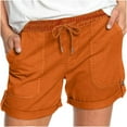 thumbnail image 1 of BLVB Womens Summer Shorts Casual Trendy Folded Hem Short Pants Elastic Waist Drawstring Cargo Shorts with Pockets, 1 of 5