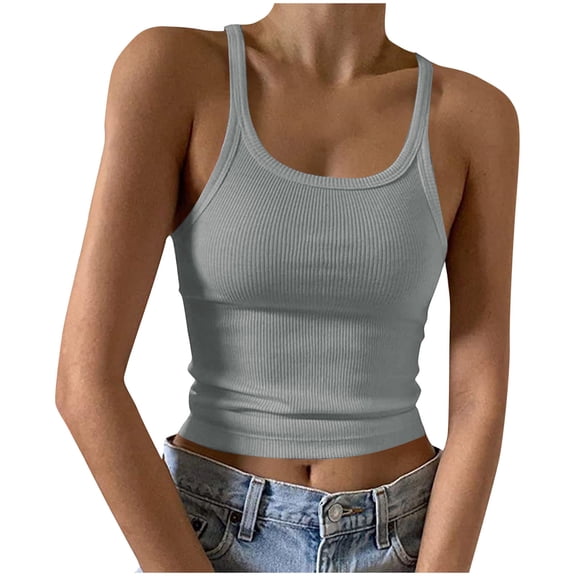 BLVB Womens Summer Sleeveless Ribbed Tank Tops Square Neck Casual Slim Cotton Knit Basic Camisole Tunic Shirts Blouses