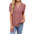 thumbnail image 1 of BLVB Womens Summer/Spring Dressy Casual Blouse Puff Short Sleeve Tunic Tops Fashion Pleated T-Shirts for Work Office, 1 of 3
