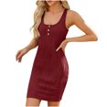 thumbnail image 1 of BLVB Womens Summer Tight Mini Dress Scoop Neck Textured Sleeveless Casual Party Club Short Tank Dress, 1 of 7