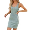 thumbnail image 1 of BLVB Womens Summer Tight Mini Dress Scoop Neck Textured Sleeveless Casual Party Club Short Tank Dress, 1 of 7