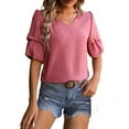thumbnail image 1 of BLVB Womens Summer Tops Fashion Womens Chiffon Blouses Dressy Casual Vacation Shirt Cute Puff Sleeve Tops, 1 of 6
