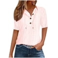 thumbnail image 1 of BLVB Womens Summer Tops Half Sleeve Lightweight Drawstring Hoodies Button V Neck Casual Eyelet Blouses Shirts Fall Outfits, 1 of 5