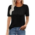 thumbnail image 1 of BLVB Womens Summer Tops Trendy Lace Short Sleeve Tshirts Shirts Crew Neck Pleated T Shirts Fashion Clothes, 1 of 7