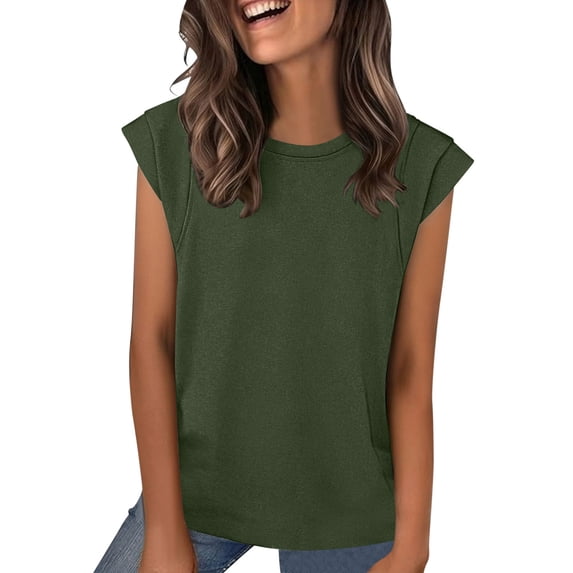 BLVB Womens Summer Tops Trendy Cap Short Sleeve Tshirts Shirts Crew Neck T Shirts Basic Trendy Casual Outfits Fashion Dressy Clothes