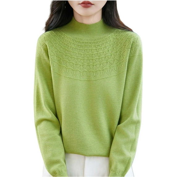 BLVB Womens Sweaters Mock Neck Long Sleeve Tops Knit Soft Pullover Sweaters Cozy Dressy Casual Shirts Fashion Clothing