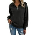thumbnail image 1 of BLVB Womens Sweatshirt Long Sleeve Lapel Quarter Zip Pullover Casual Lightweight Soft Sweatshirts Loose Tops with Pocket, 1 of 7