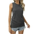 thumbnail image 1 of BLVB Womens Tank Tops Casual Summer Loose T Shirts Solid Color Tunic Tank Tops Side Ruched Sleeveless Tee Shirts, 1 of 6
