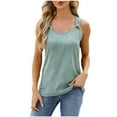 thumbnail image 1 of BLVB Womens Tank Tops Sleeveless Scoop Neck Loose Textured Tanks Shirts Basic Tee Tops Summer Clothes 2025 Green, 1 of 4