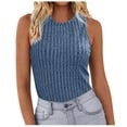 thumbnail image 1 of BLVB Womens Tank Tops Summer Sleeveless Crewneck Ribbed Knit Slim Fitted Blouse Basic Tees Tank Shirts, 1 of 1