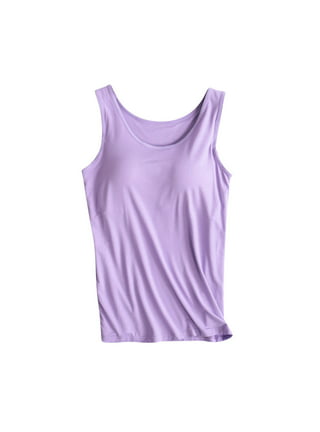 Cotton Undershirt for Women Tank Tops with Built-in Shelf Bra Racerback  Workout Yoga Top with Shelf Bra 